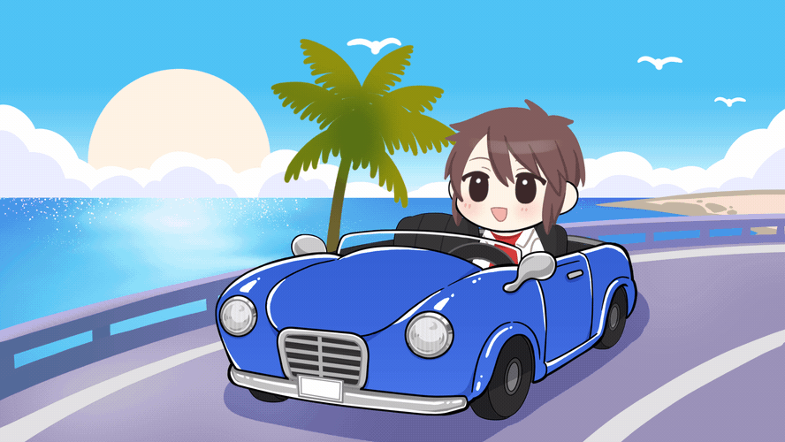 ドライブオープンカー🚙 Drive a convertible car-1