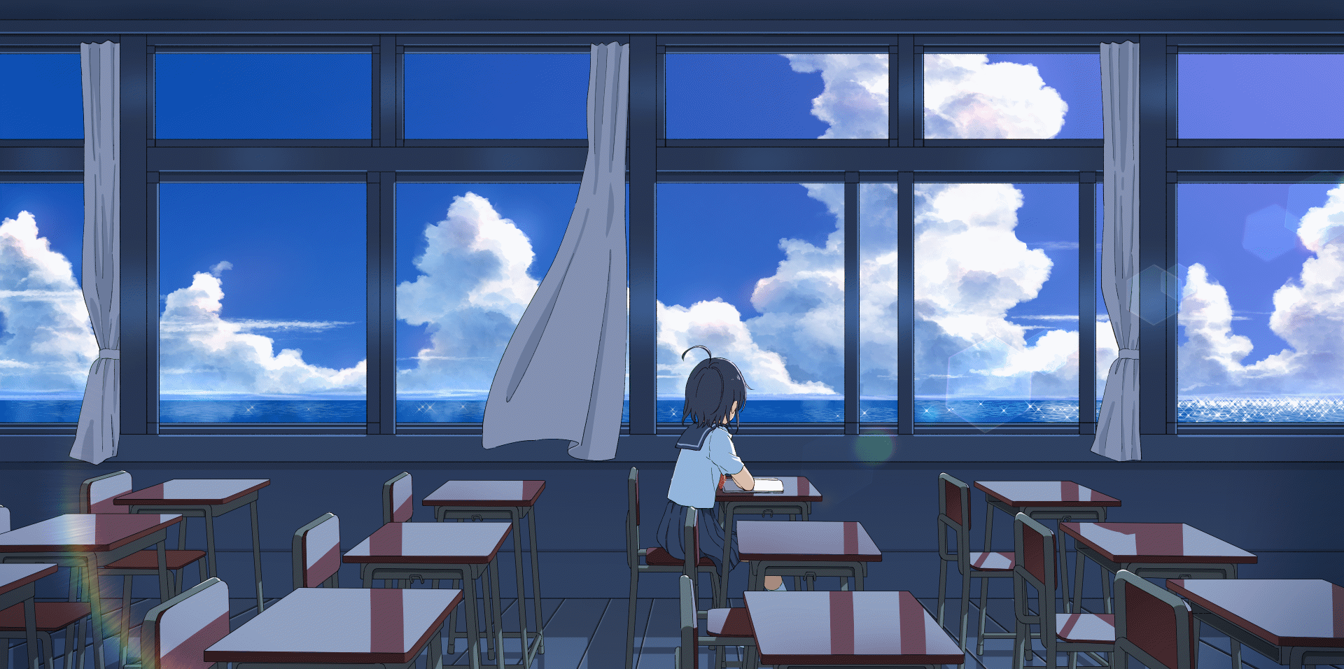 創作アニメーション/飛行機雲【音なし】-1