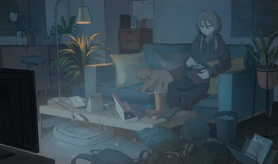 オリジナル ループアニメ 夜21時-1