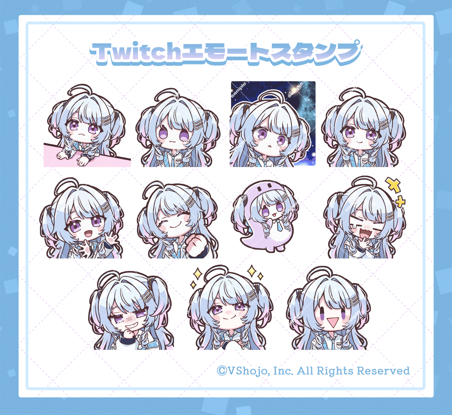 【ご依頼実績】Twitchエモートスタンプ/Vshojo Japan所属 陵本なぎ様-1