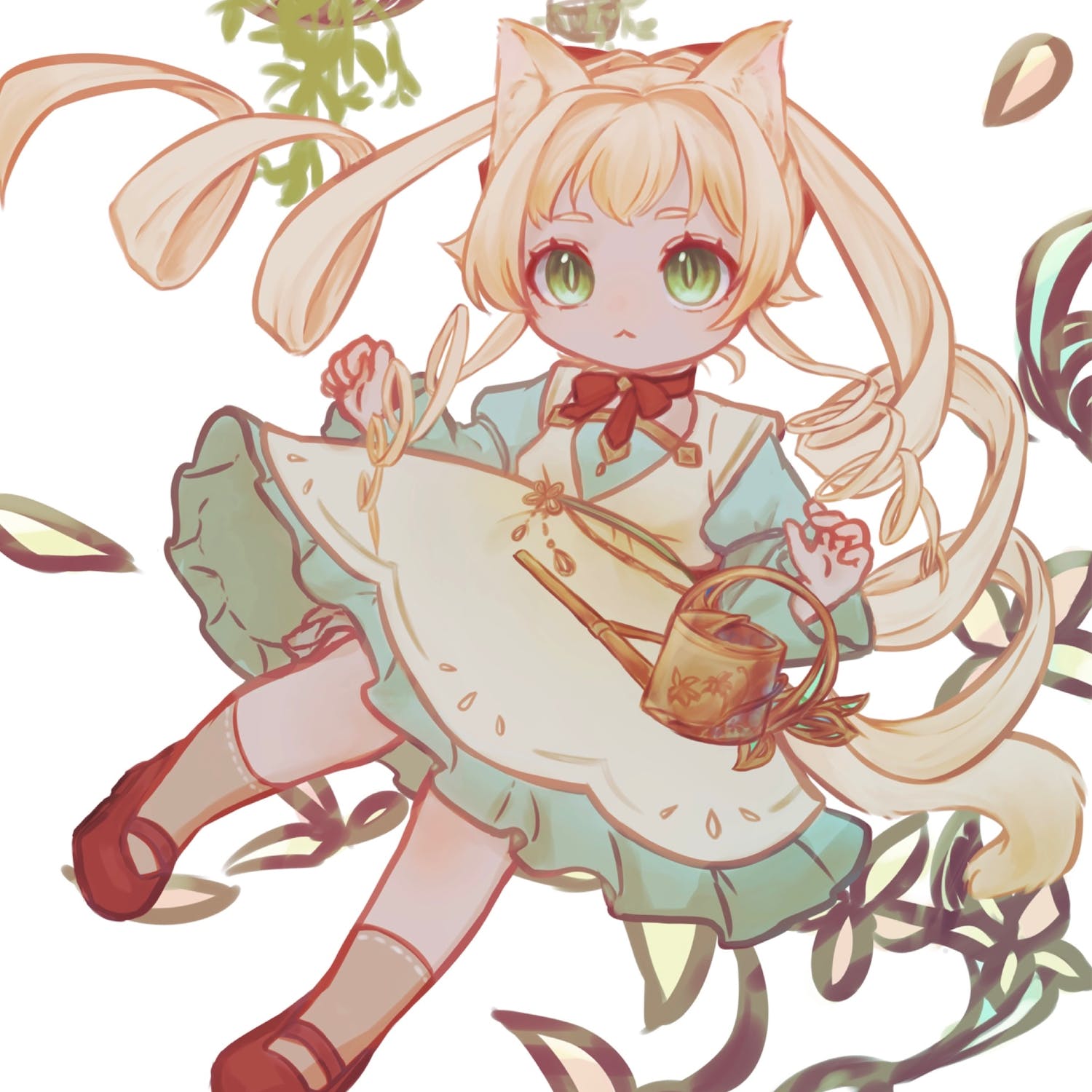 額絵　少女たちと花園　ファンタジー ファンタジー少女立ち絵