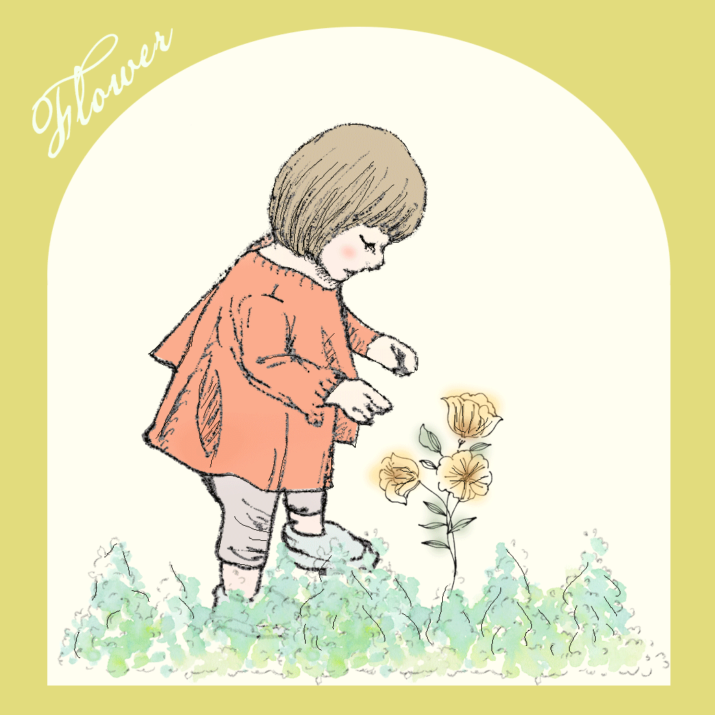イラスト　女の子と花-1