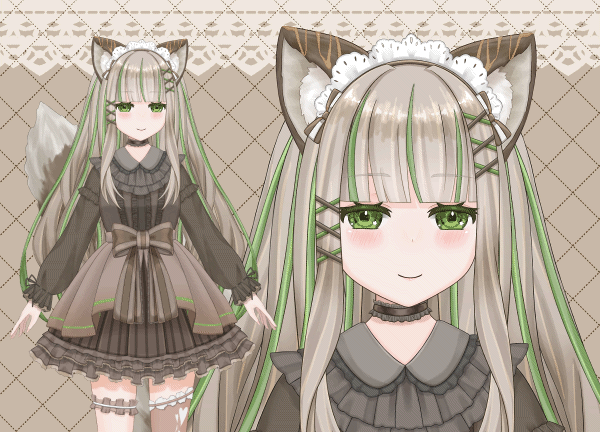 カフェと猫モチーフの女の子☕-1