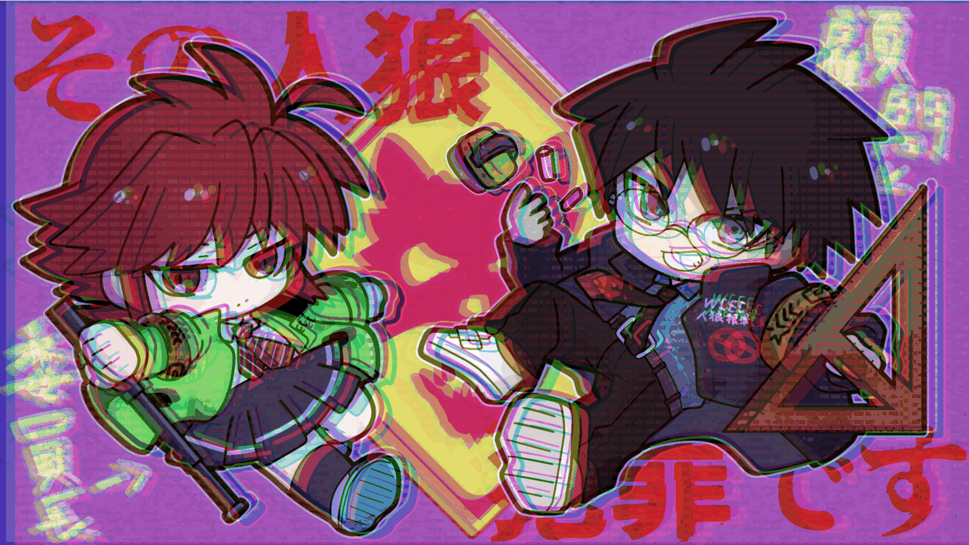 Chibi Action Loop Animation｜Original Characters｜Glitch Style-1