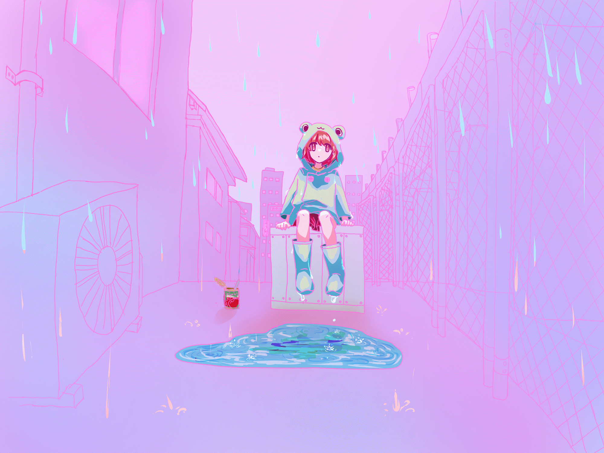 あめのひ、たべおわったスープ缶-1