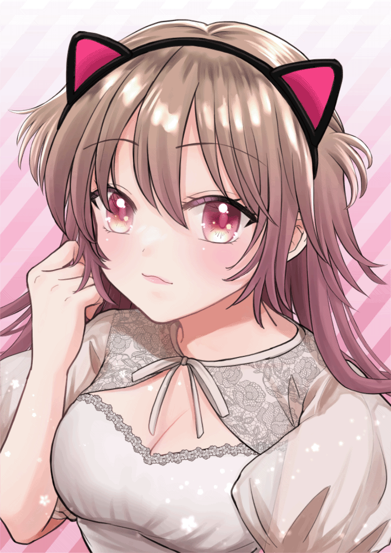 猫耳カチューシャちゃん動くイラスト-1