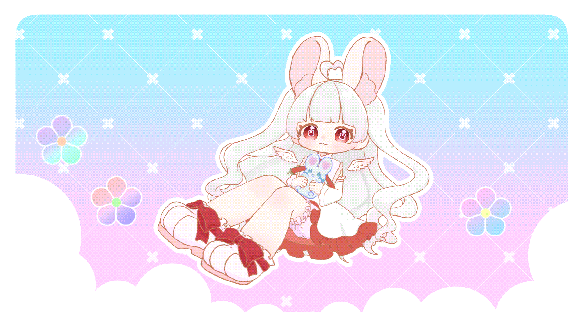 うさ耳の女の子 ループアニメーションイラスト-1